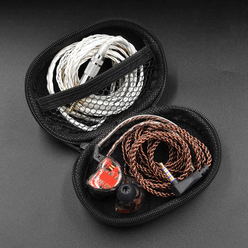 KZ Earphones Case Oval Storage Bag Headphones PU Storage Box Black Portable Hold Storage Box For KZ AS10 ZS10 ZST ES4 EDR1 ED9
