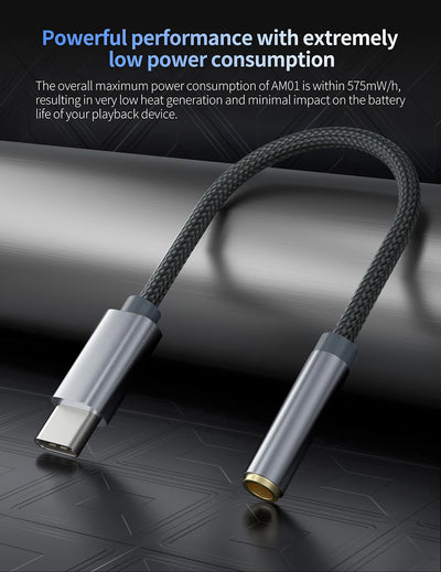 KZ AM01 Type-C to 3.5mm Audio Adapter 32bit/384kHz Hi-Fi DAC + IC Amplifier Dual Chip Earphone Audio Cable