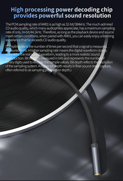 KZ AM01 Type-C to 3.5mm Audio Adapter 32bit/384kHz Hi-Fi DAC + IC Amplifier Dual Chip Earphone Audio Cable